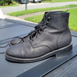 Thursday Boots 9.5 Men's Matte Black Everyday Captain Cap Toe Leather Welted